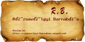 Rózsavölgyi Barnabás névjegykártya